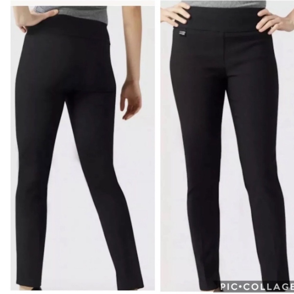 Lisette L Montreal Women Pull On Pants Large 12 Black Slim Fit Stretch Side Slit